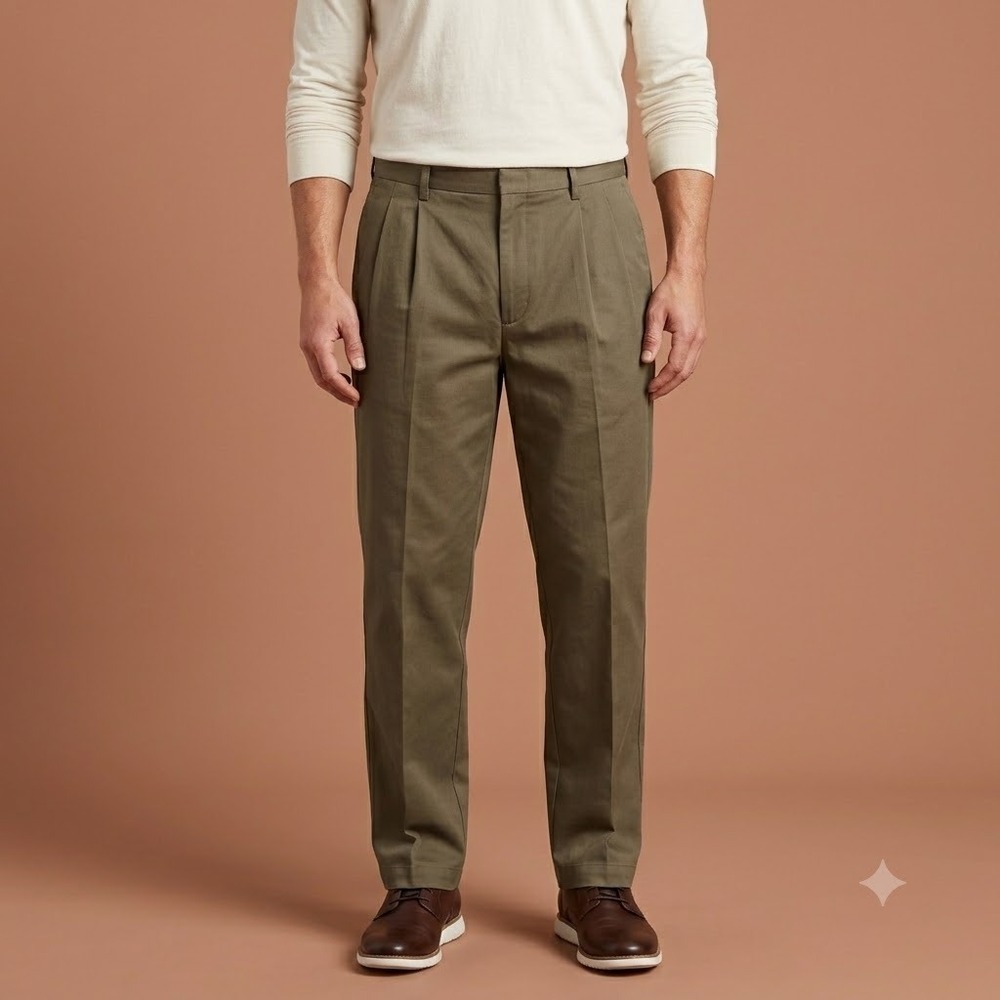 Dockers Premium D3 Classic Fit Chino Pants Mens 38x30 Olive Green 100%‎ Cotton